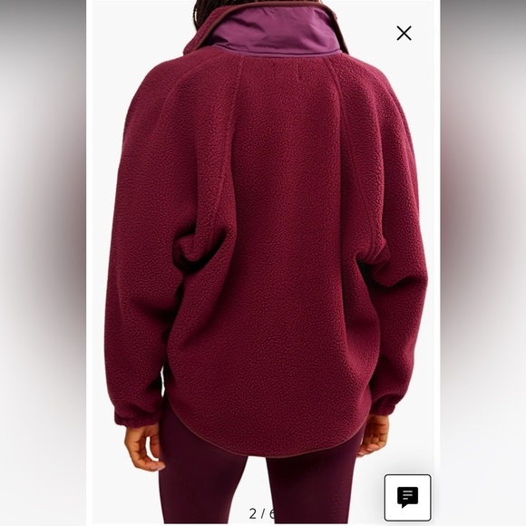 NWT NEW Free People Movement x Hatch hit the slopes fleece jacket in deep maroon - Picture 4 of 8